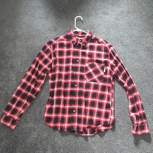 Red Plaid Woolrich Shirt M, Heavyweight Flannel